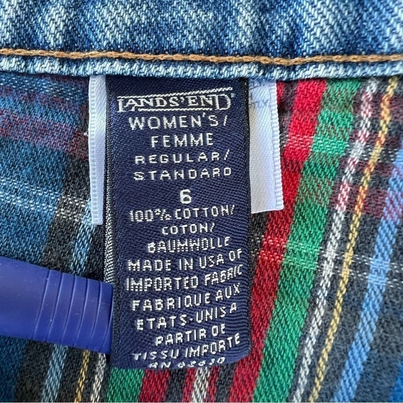VTG Land’s End Lined High Rise Mom Jeans Women’s Size 6 Festive Plaid GUC USA - Picture 7 of 8